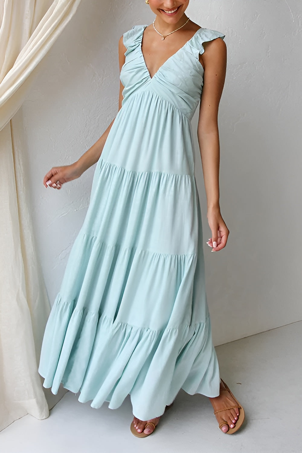Elena – Bohemian Maxi Dress with Elegant Ruffles