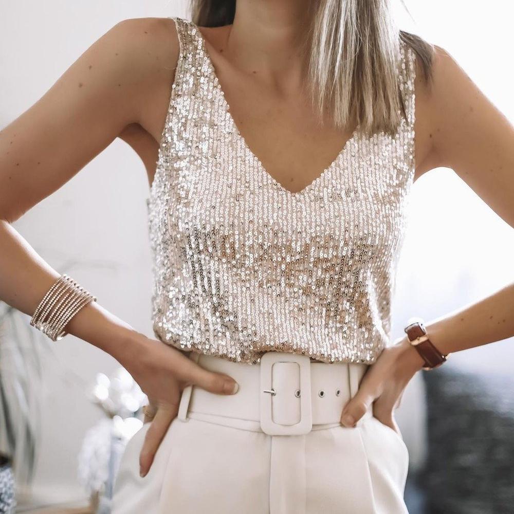 Sofia – Glamorous Women's Sequin Cami Top