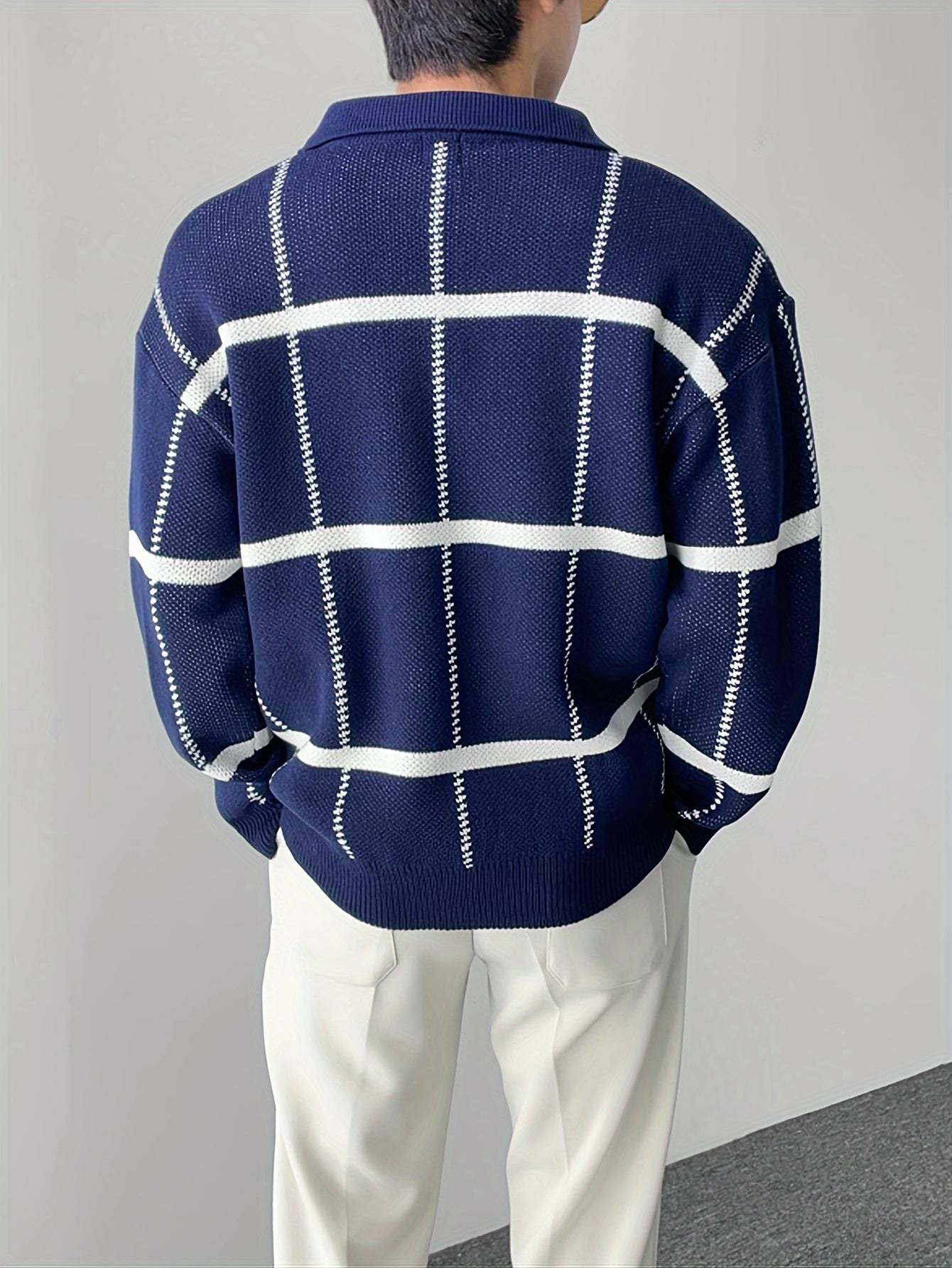 Lorenzo – Geruite Half-Zip Trui voor Heren