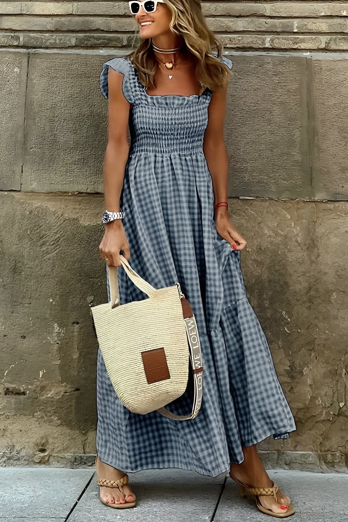 Gianna – Multicolored Women's Gingham Cotton Dress