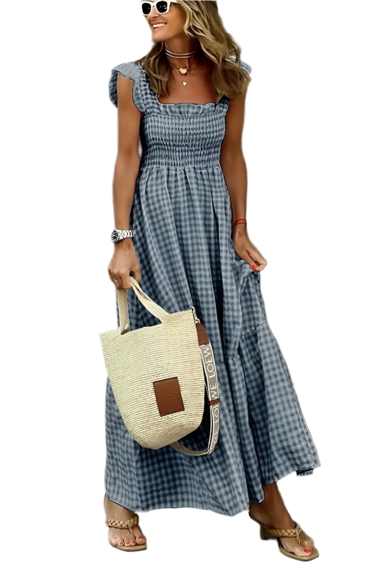 Gianna – Multicolored Women's Gingham Cotton Dress