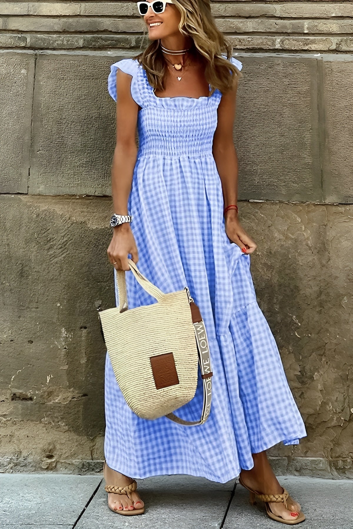 Gianna – Multicolored Women's Gingham Cotton Dress
