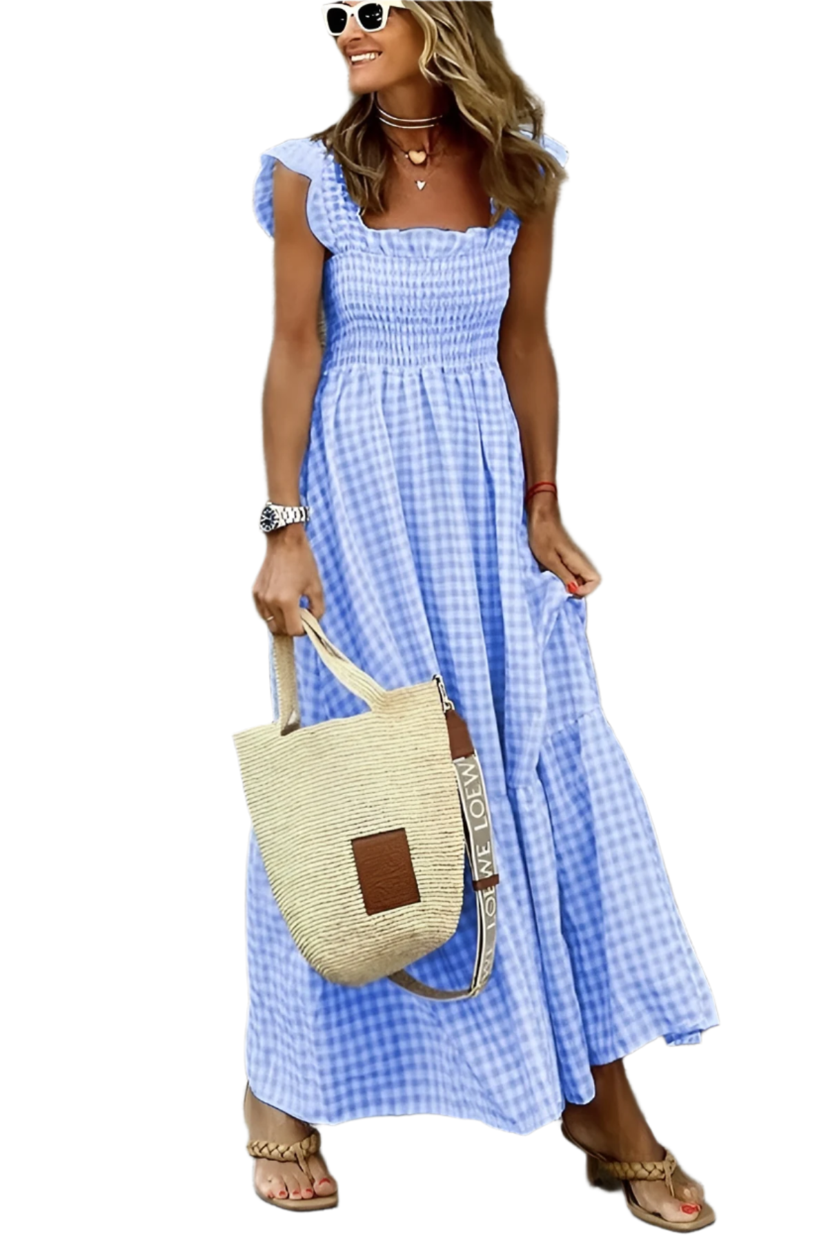 Gianna – Multicolored Women's Gingham Cotton Dress
