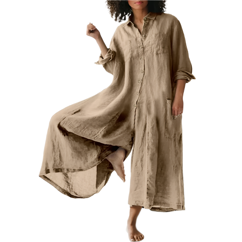 Amelia – Dames Maxi Jurk van Relaxed-Fit Linnen
