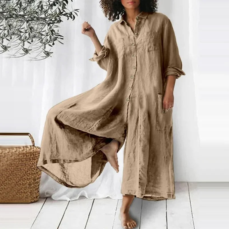 Amelia – Dames Maxi Jurk van Relaxed-Fit Linnen