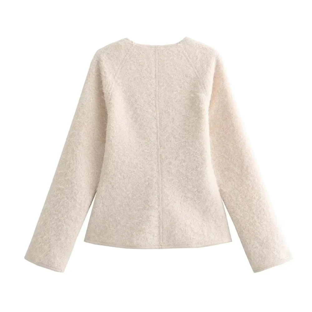 Sofia – Beige Slim-Fit Vest met Decoratieve Straps