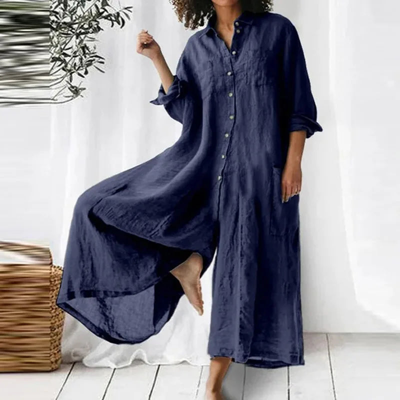 Amelia – Dames Maxi Jurk van Relaxed-Fit Linnen