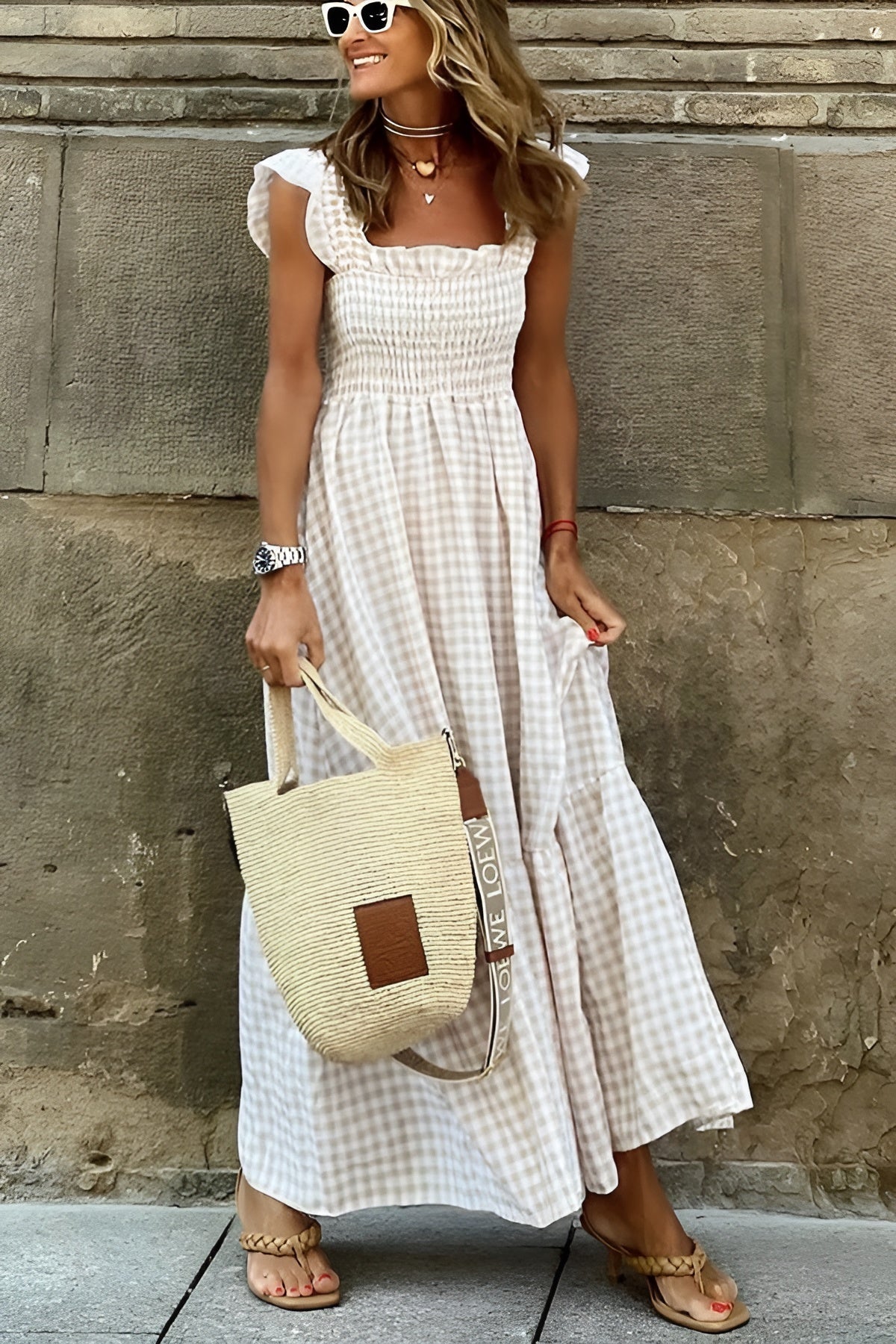 Gianna – Multicolored Women's Gingham Cotton Dress
