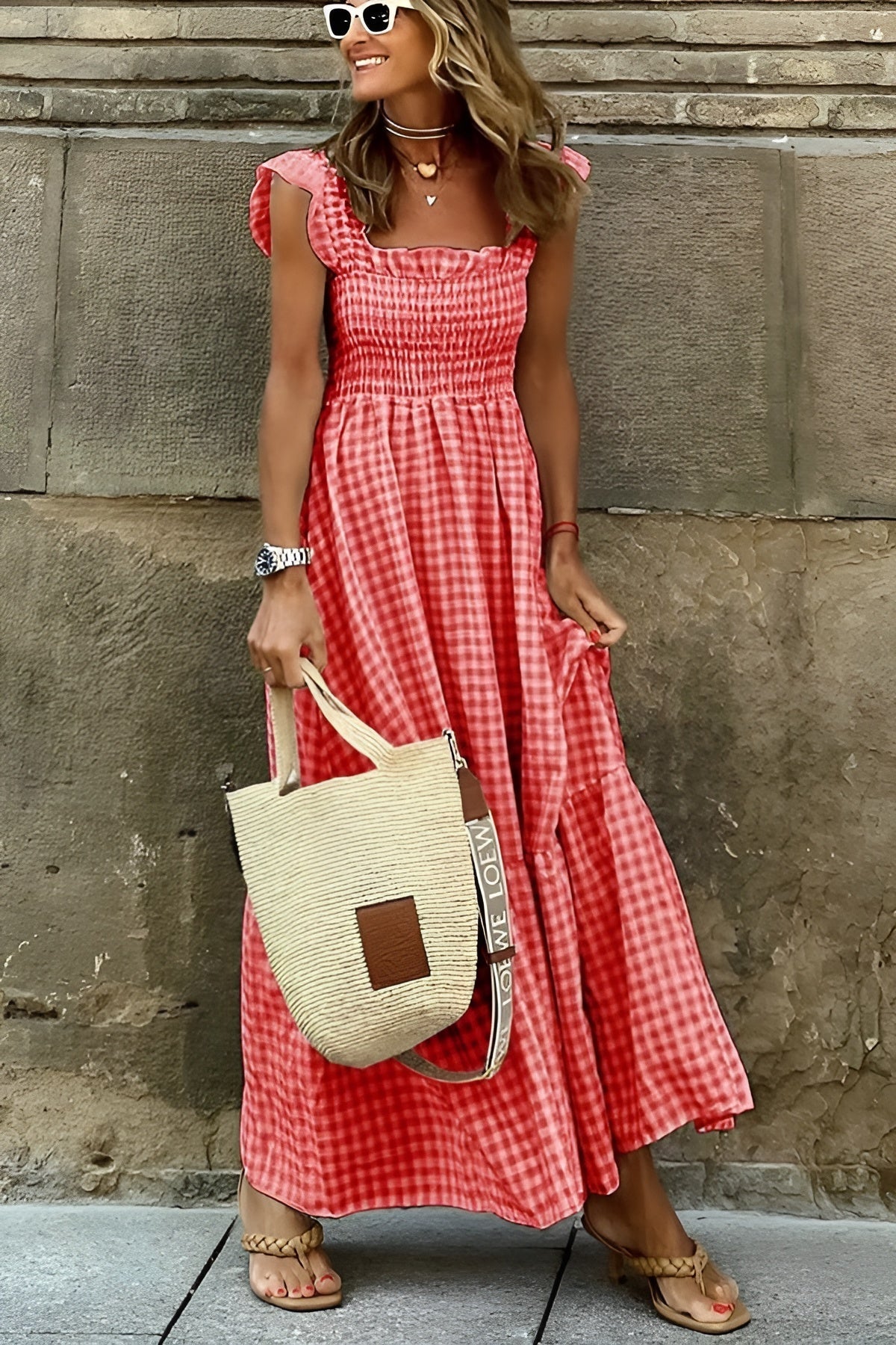 Gianna – Multicolored Women's Gingham Cotton Dress