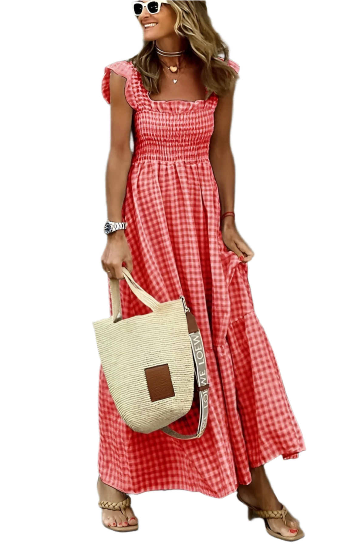 Gianna – Multicolored Women's Gingham Cotton Dress