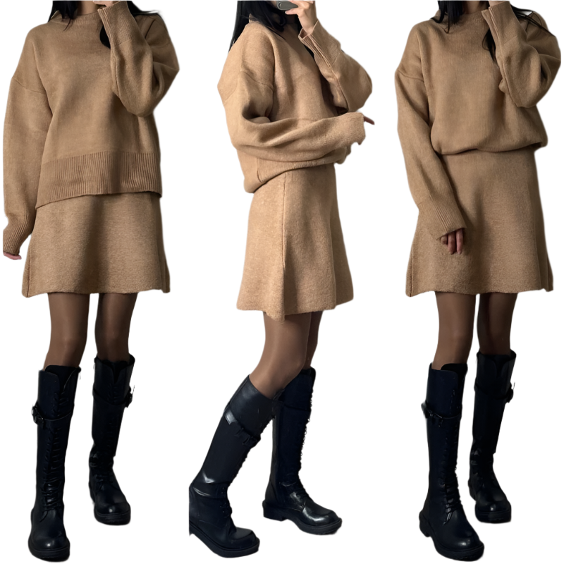 Sofia – Comfortabele Set van Dames Sweater en Rok