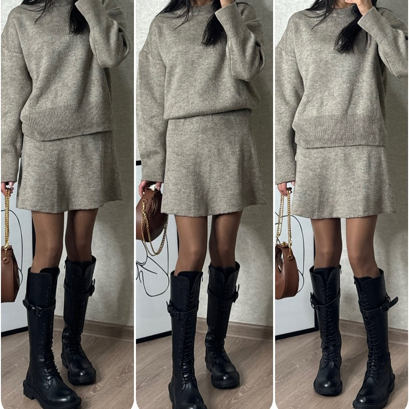 Sofia – Comfortabele Set van Dames Sweater en Rok