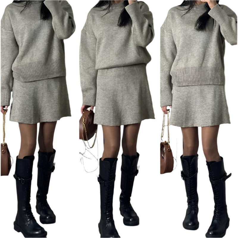 Sofia – Comfortabele Set van Dames Sweater en Rok