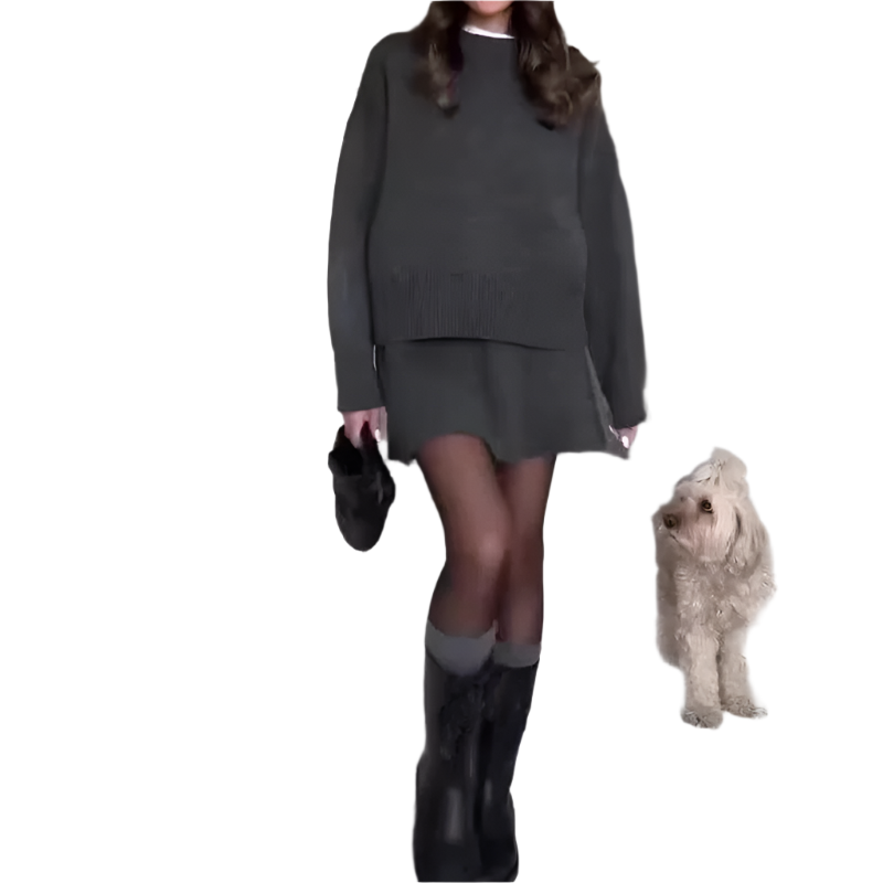 Sofia – Comfortabele Set van Dames Sweater en Rok