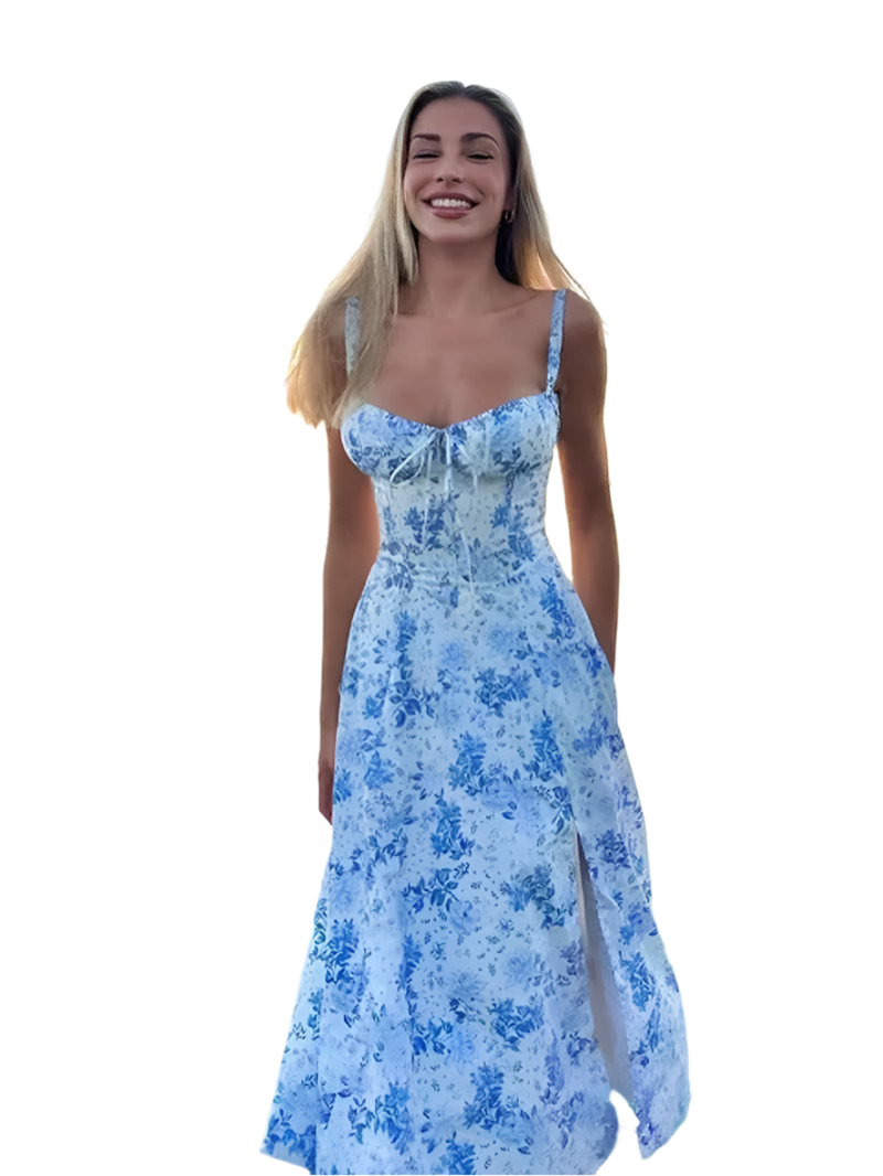 Clara – Dames Zomerjurk met Bloemen en Strikdetail