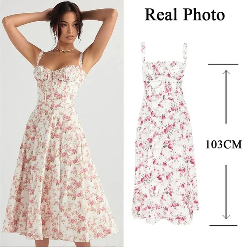 Clara – Dames Zomerjurk met Bloemen en Strikdetail