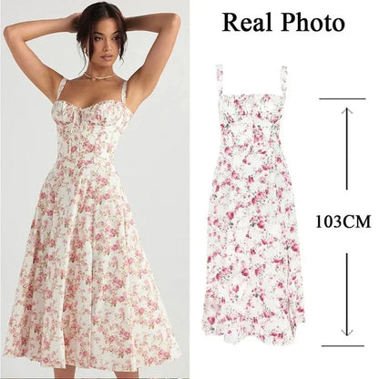 Clara – Dames Zomerjurk met Bloemen en Strikdetail