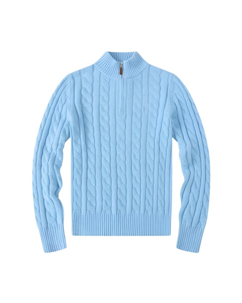 Elena – Luxe Katoenen Dames Sweater met Halve Rits