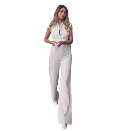 Giulia – Ruimvallende Dames Jumpsuit in Wit