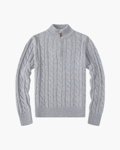 Elena – Luxe Katoenen Dames Sweater met Halve Rits