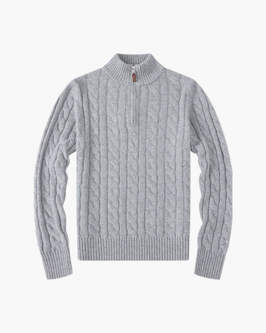 Elena – Luxe Katoenen Dames Sweater met Halve Rits