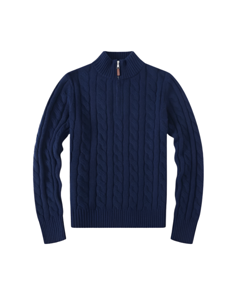 Elena – Luxe Katoenen Dames Sweater met Halve Rits