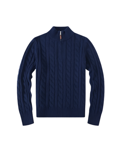 Elena – Luxe Katoenen Dames Sweater met Halve Rits