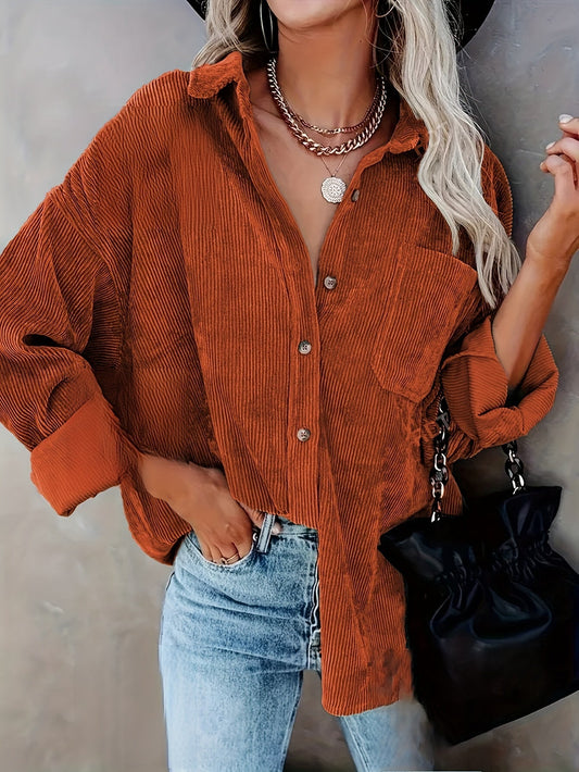 Sofia – Oversized Corduroy Women's Blouse