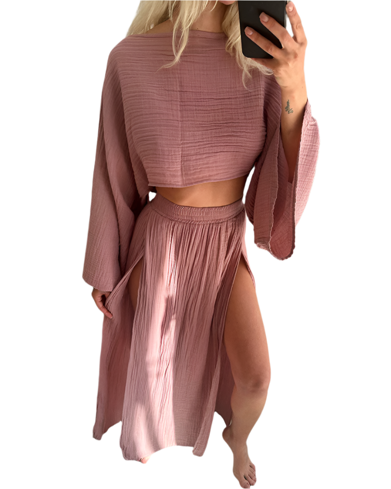 Elena – Boho-Chic Dames Katoenen Rookset
