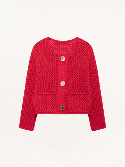 Giulia – Grofgebreid Damesvest met Metallic Knopen" 

Rewritten: "Giulia – Chunky Knit Women's Cardigan with Metallic Buttons