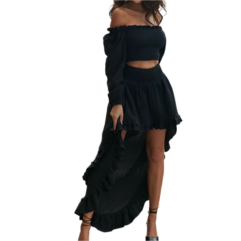 Elena – Boho-Chic Off-Shoulder Skirt Set for Women