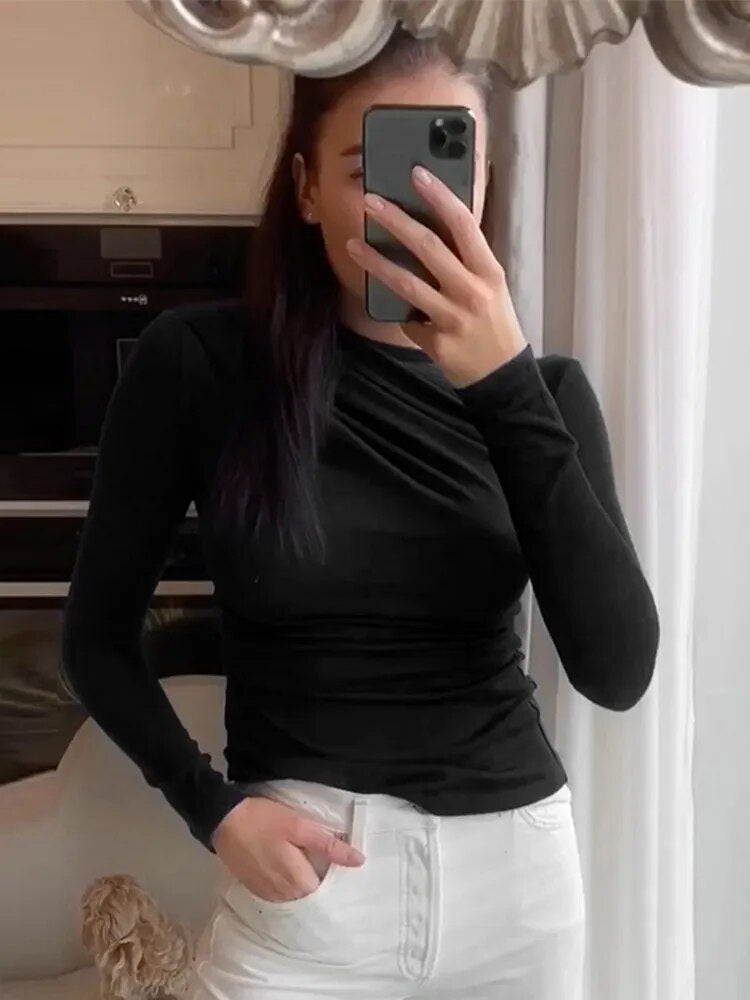 Isabella – Hoogstretch Asymmetrische Damesblouse