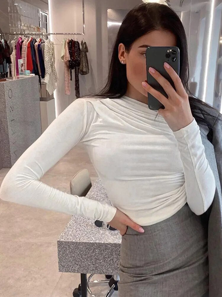 Isabella – Hoogstretch Asymmetrische Damesblouse