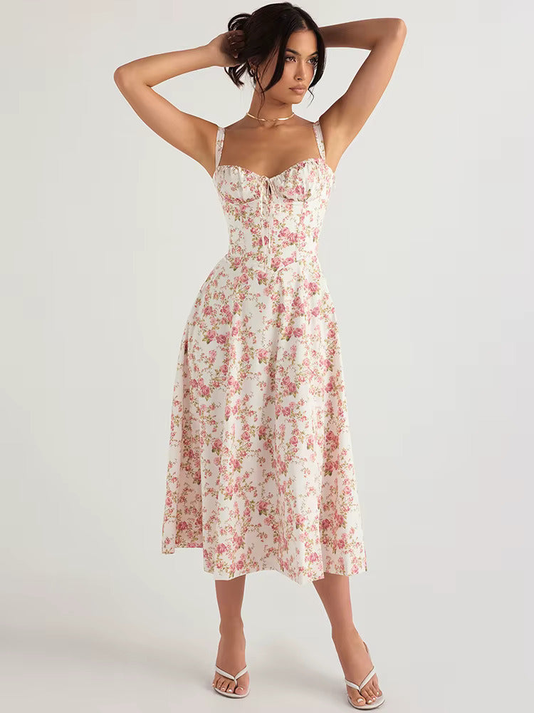 Clara – Dames Zomerjurk met Bloemen en Strikdetail