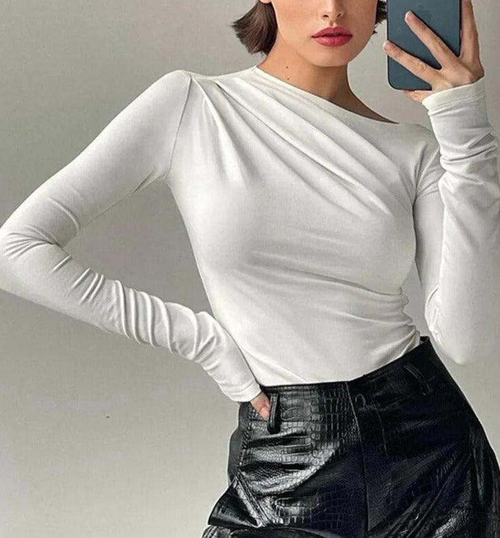 Isabella – Hoogstretch Asymmetrische Damesblouse