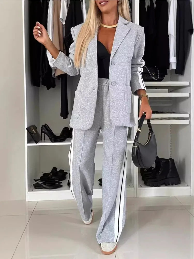 Giulia – Stijlvolle Dames Tweedelige Blouse en Wijde Broek Set