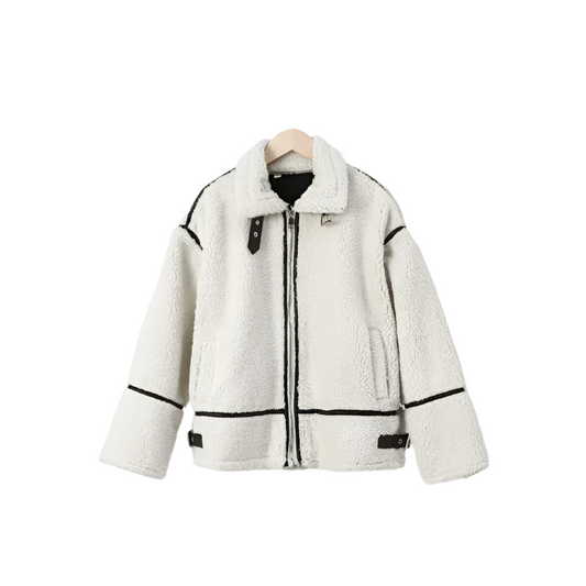 Lucia – Beige Lamswollen Winterjas voor Vrouwen