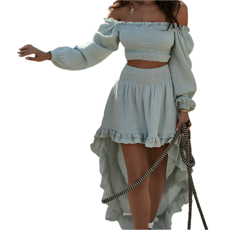 Elena – Boho-Chic Off-Shoulder Skirt Set for Women