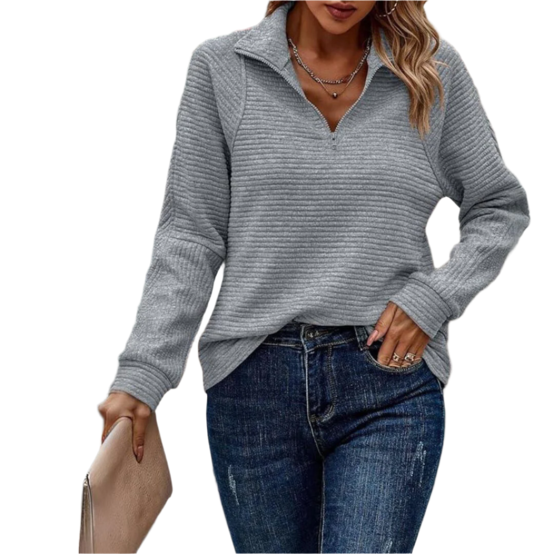 Camille – Multifunctionele Dames V-Hals Zip-Up Trui