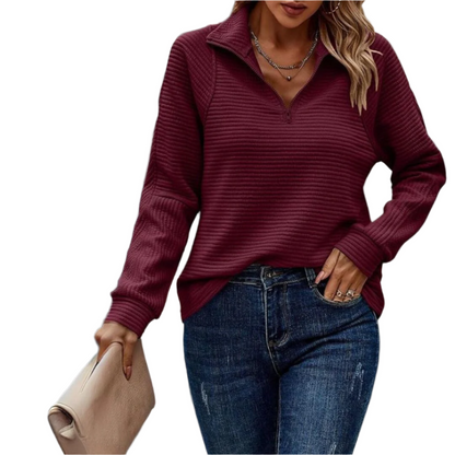 Camille – Multifunctionele Dames V-Hals Zip-Up Trui