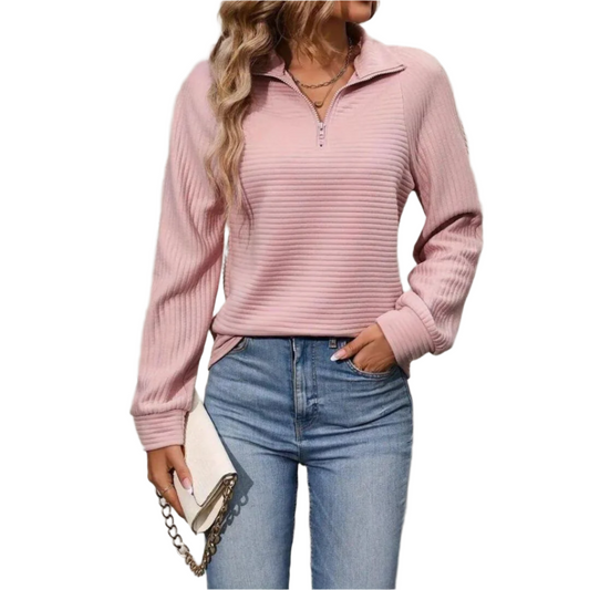 Camille – Multifunctionele Dames V-Hals Zip-Up Trui