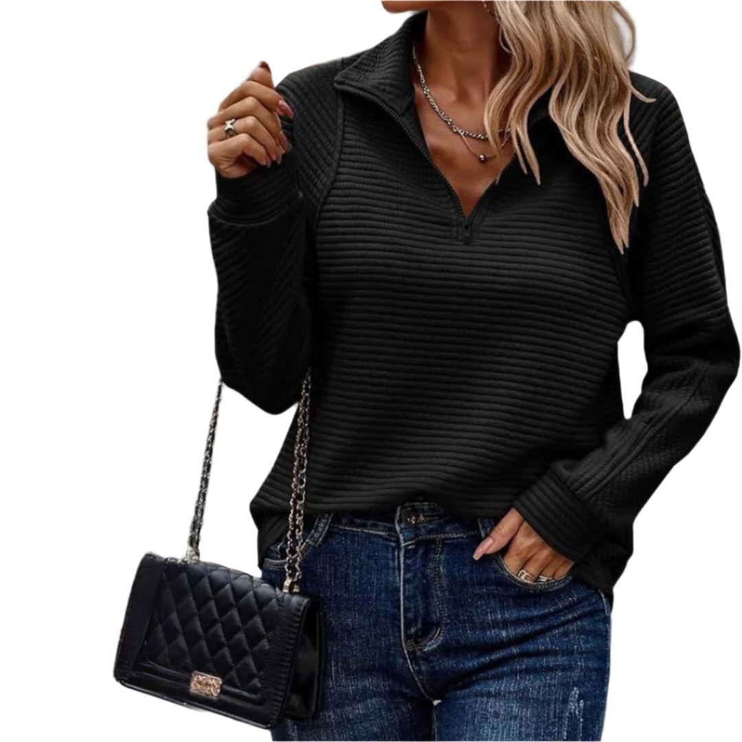 Camille – Multifunctionele Dames V-Hals Zip-Up Trui