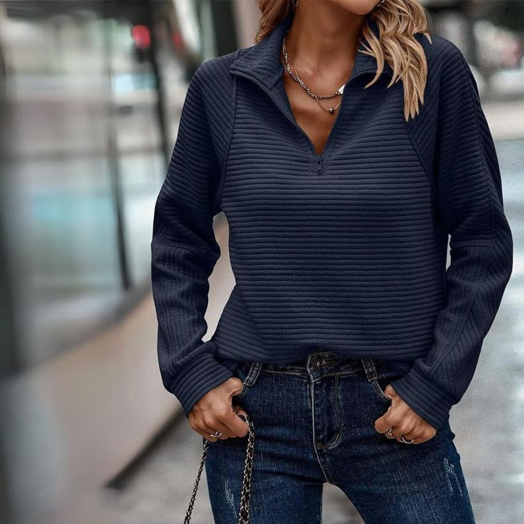 Camille – Multifunctionele Dames V-Hals Zip-Up Trui