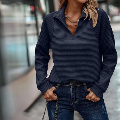 Camille – Multifunctionele Dames V-Hals Zip-Up Trui