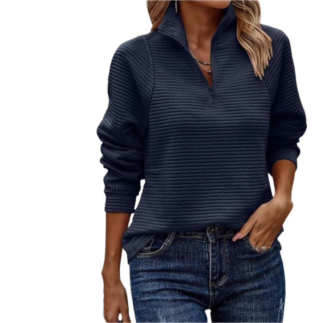Camille – Multifunctionele Dames V-Hals Zip-Up Trui