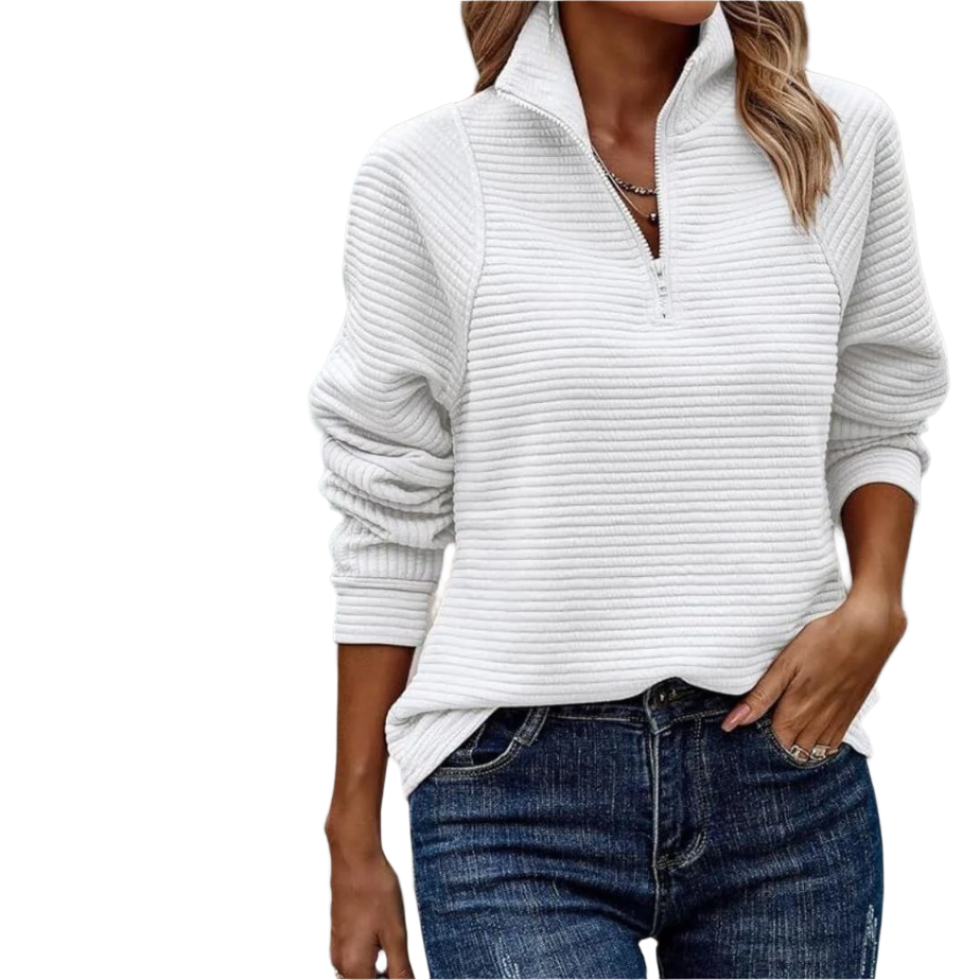 Camille – Multifunctionele Dames V-Hals Zip-Up Trui