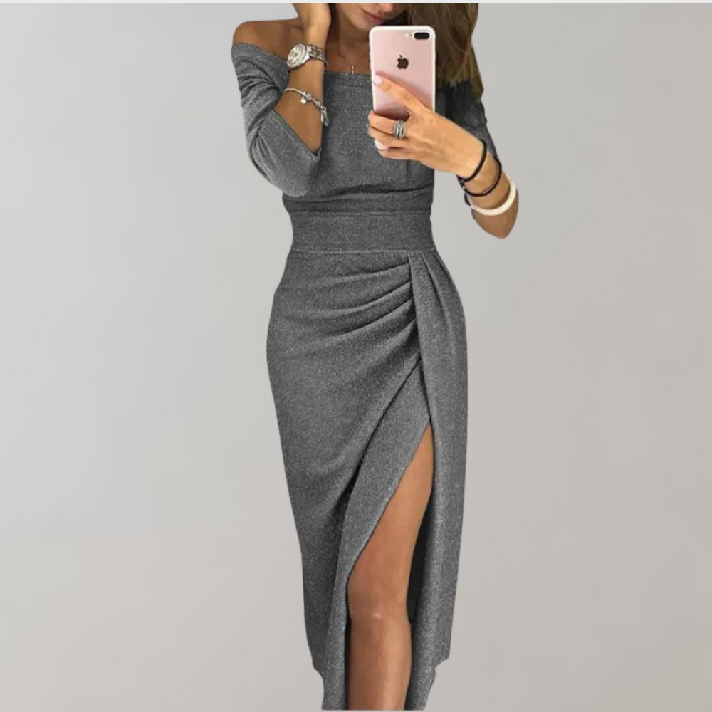 Isabella – Dames Avondjurk met Off-Shoulder en Glitter