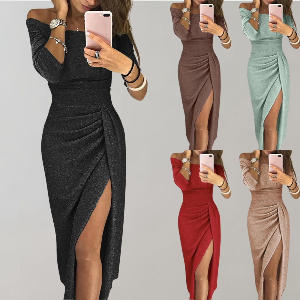 Isabella – Dames Avondjurk met Off-Shoulder en Glitter