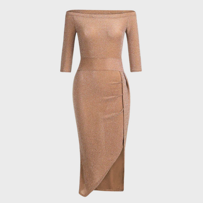 Isabella – Dames Avondjurk met Off-Shoulder en Glitter