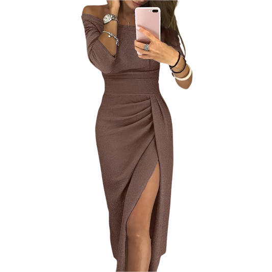 Isabella – Dames Avondjurk met Off-Shoulder en Glitter